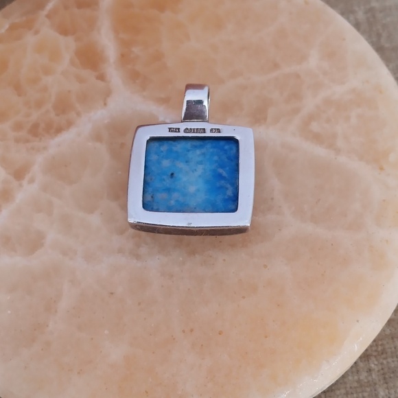 Vintage Barse Lapis Lazuli Sterling Silver Square Pendant - Picture 9 of 11